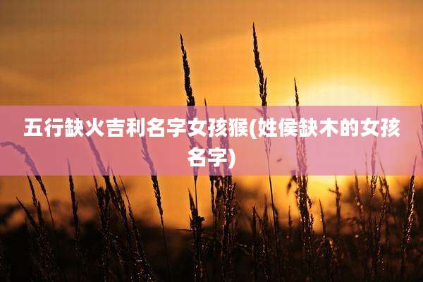 五行缺火吉利名字女孩猴(姓侯缺木的女孩名字)