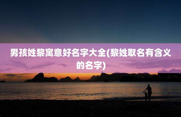 男孩姓黎寓意好名字大全(黎姓取名有含义的名字)