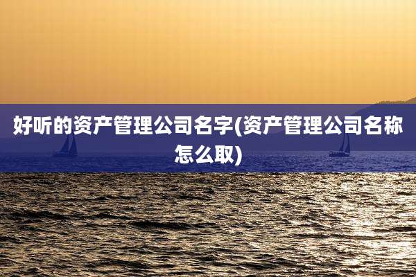 好听的资产管理公司名字(资产管理公司名称怎么取)