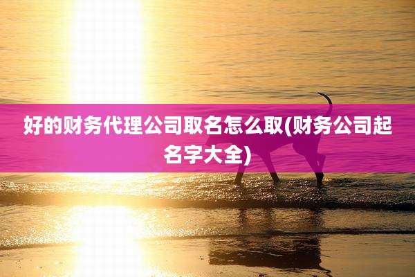 好的财务代理公司取名怎么取(财务公司起名字大全)