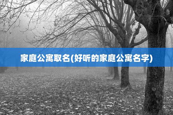 家庭公寓取名(好听的家庭公寓名字)