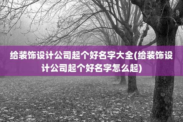 给装饰设计公司起个好名字大全(给装饰设计公司起个好名字怎么起)