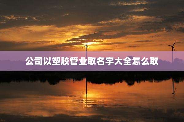 公司以塑胶管业取名字大全怎么取