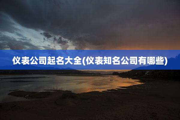 仪表公司起名大全(仪表知名公司有哪些)