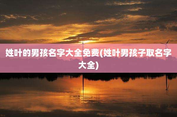 姓叶的男孩名字大全免费(姓叶男孩子取名字大全)