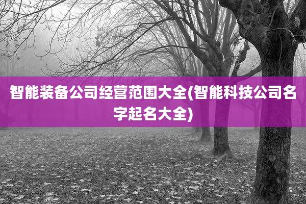 智能装备公司经营范围大全(智能科技公司名字起名大全)