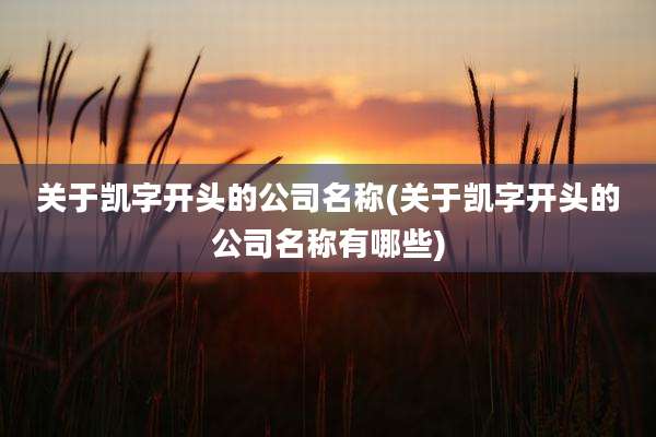 关于凯字开头的公司名称(关于凯字开头的公司名称有哪些)