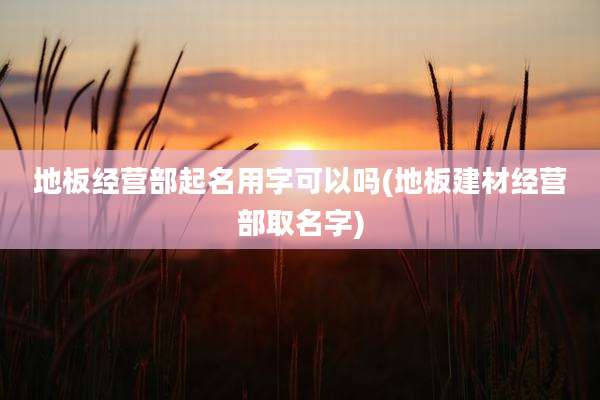 地板经营部起名用字可以吗(地板建材经营部取名字)