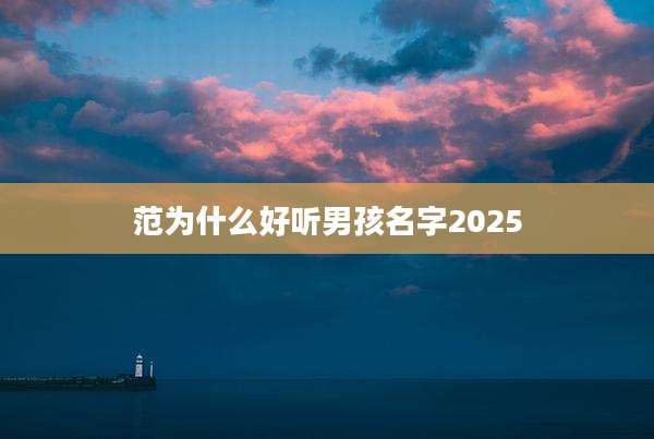 范为什么好听男孩名字2025
