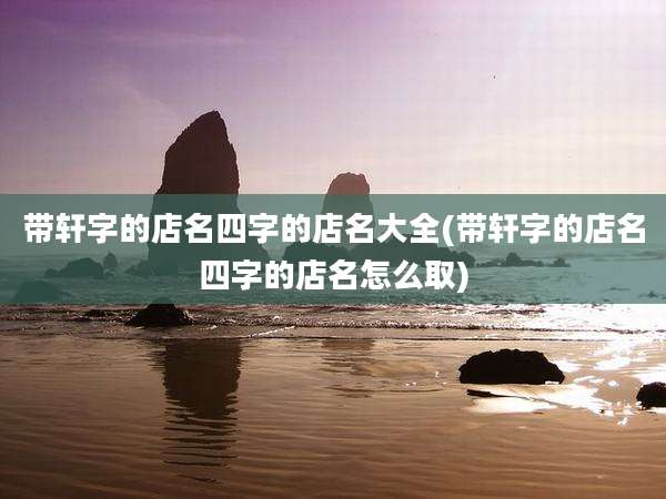 带轩字的店名四字的店名大全(带轩字的店名四字的店名怎么取)