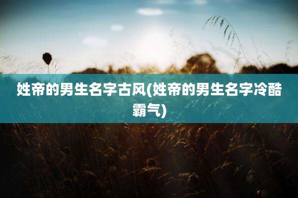 姓帝的男生名字古风(姓帝的男生名字冷酷霸气)