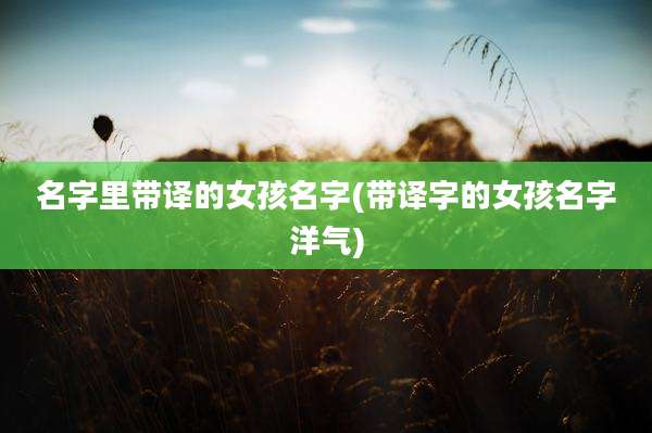 名字里带译的女孩名字(带译字的女孩名字洋气)