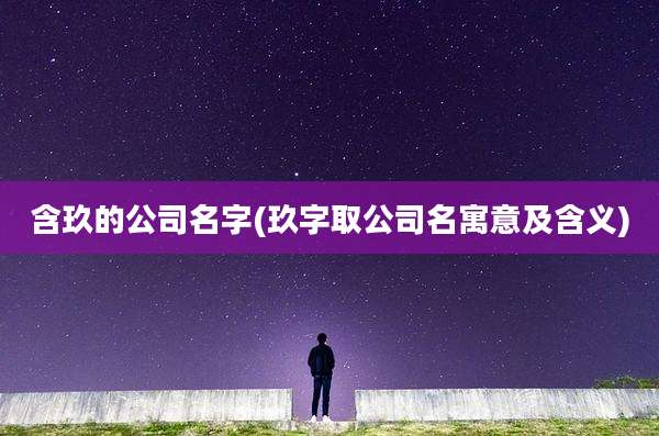 含玖的公司名字(玖字取公司名寓意及含义)