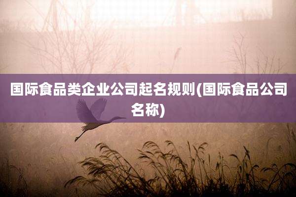 国际食品类企业公司起名规则(国际食品公司名称)
