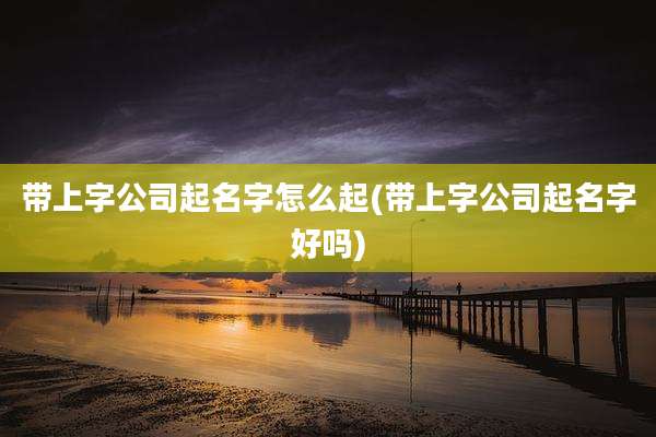 带上字公司起名字怎么起(带上字公司起名字好吗)