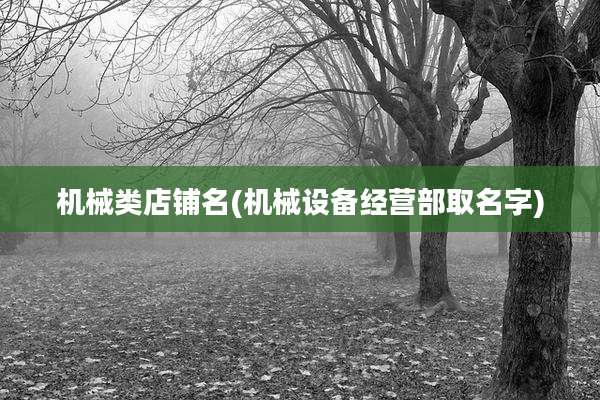 机械类店铺名(机械设备经营部取名字)