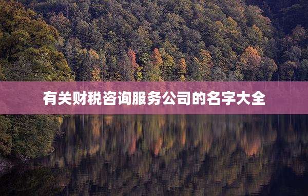 有关财税咨询服务公司的名字大全
