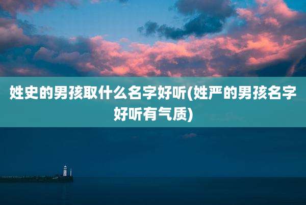 姓史的男孩取什么名字好听(姓严的男孩名字好听有气质)