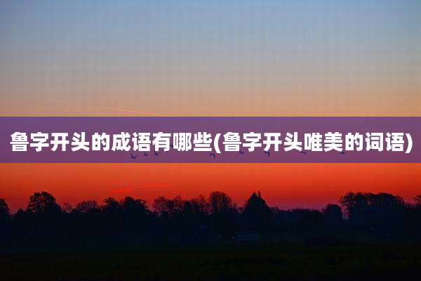 鲁字开头的成语有哪些(鲁字开头唯美的词语)