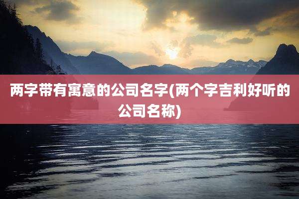 两字带有寓意的公司名字(两个字吉利好听的公司名称)