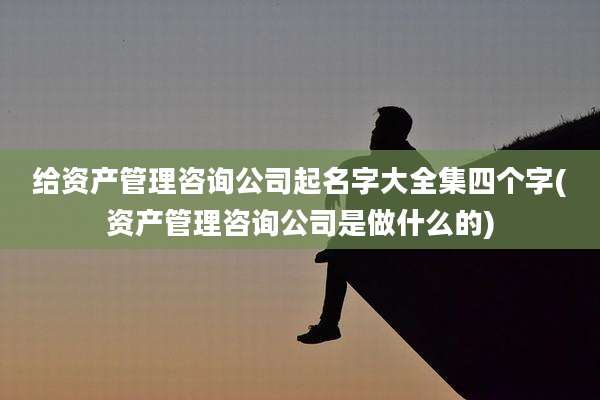 给资产管理咨询公司起名字大全集四个字(资产管理咨询公司是做什么的)