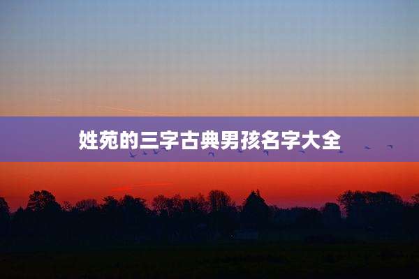 姓苑的三字古典男孩名字大全