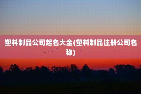 塑料制品公司起名大全(塑料制品注册公司名称)