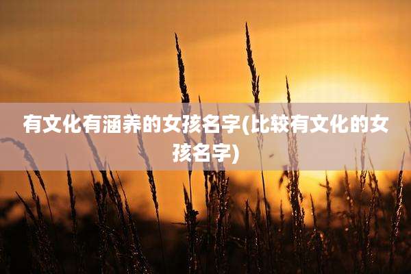 有文化有涵养的女孩名字(比较有文化的女孩名字)