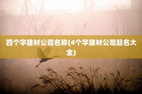 四个字建材公司名称(4个字建材公司起名大全)
