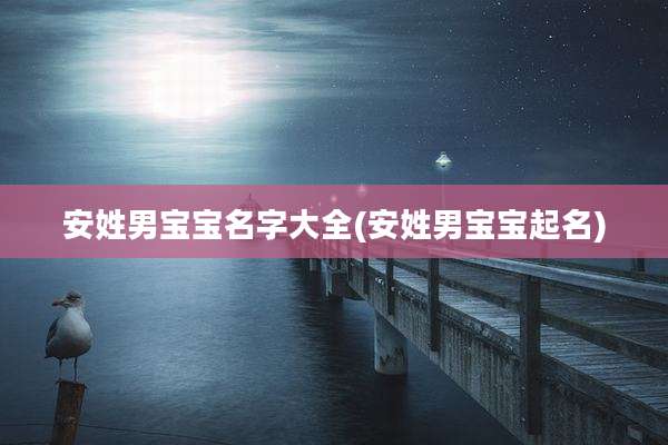 安姓男宝宝名字大全(安姓男宝宝起名)