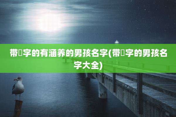 带渃字的有涵养的男孩名字(带淏字的男孩名字大全)