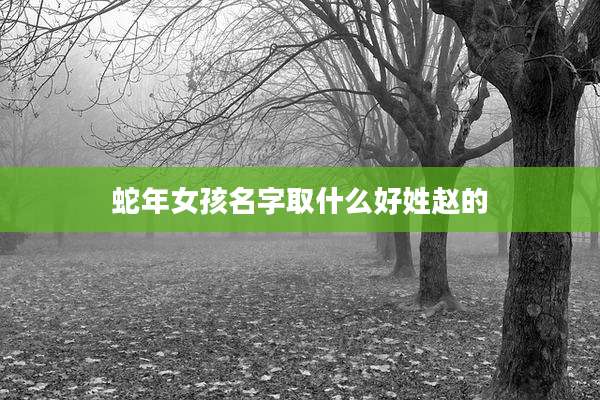 蛇年女孩名字取什么好姓赵的