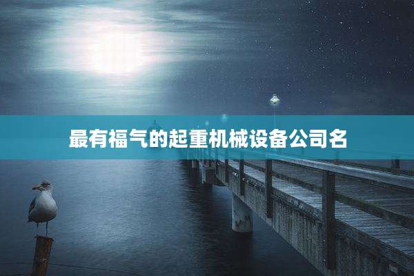 最有福气的起重机械设备公司名