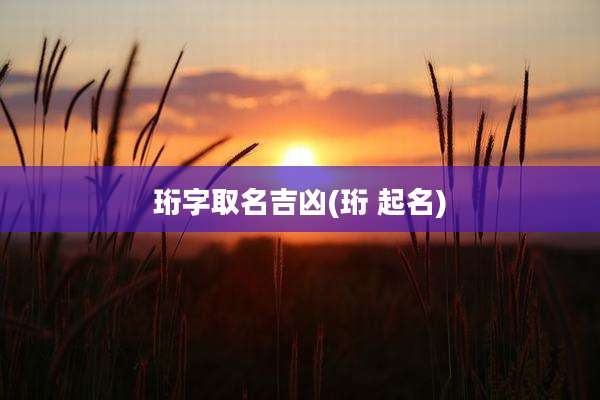 珩字取名吉凶(珩 起名)
