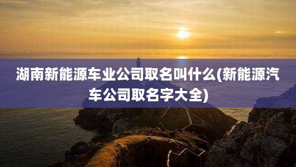 湖南新能源车业公司取名叫什么(新能源汽车公司取名字大全)