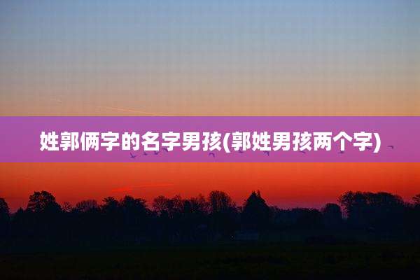 姓郭俩字的名字男孩(郭姓男孩两个字)