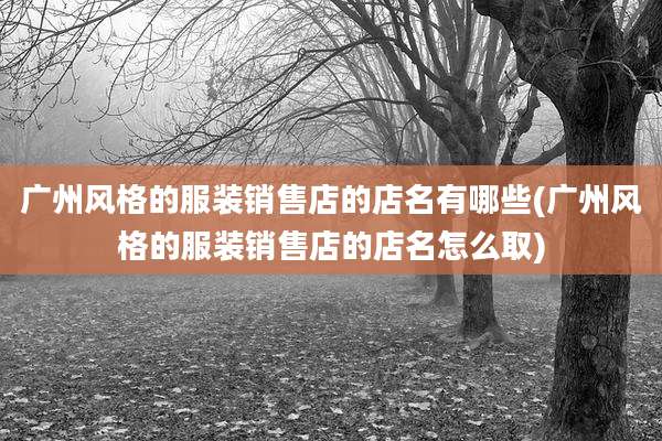 广州风格的服装销售店的店名有哪些(广州风格的服装销售店的店名怎么取)