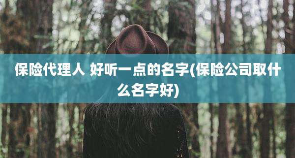 保险代理人 好听一点的名字(保险公司取什么名字好)