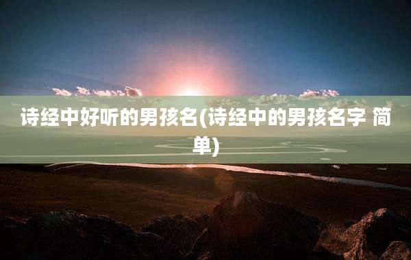 诗经中好听的男孩名(诗经中的男孩名字 简单)