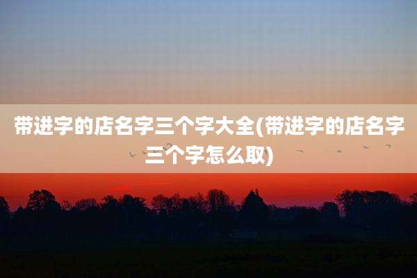 带进字的店名字三个字大全(带进字的店名字三个字怎么取)