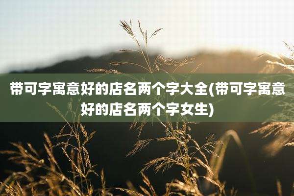 带可字寓意好的店名两个字大全(带可字寓意好的店名两个字女生)