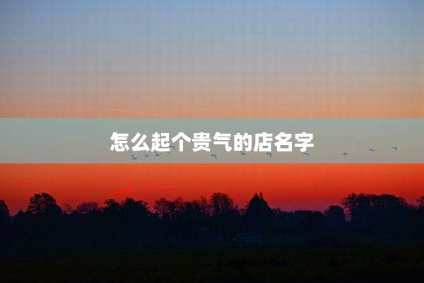 怎么起个贵气的店名字