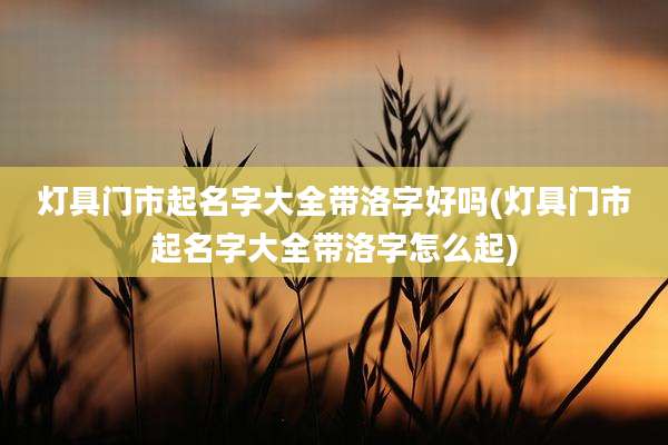 灯具门市起名字大全带洛字好吗(灯具门市起名字大全带洛字怎么起)