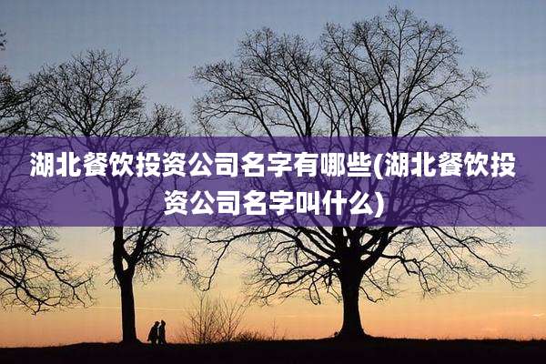 湖北餐饮投资公司名字有哪些(湖北餐饮投资公司名字叫什么)