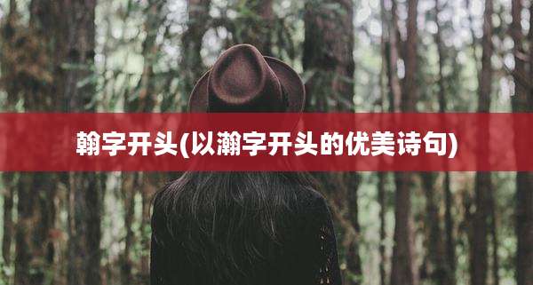 翰字开头(以瀚字开头的优美诗句)