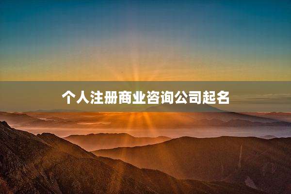 个人注册商业咨询公司起名
