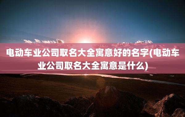 电动车业公司取名大全寓意好的名字(电动车业公司取名大全寓意是什么)