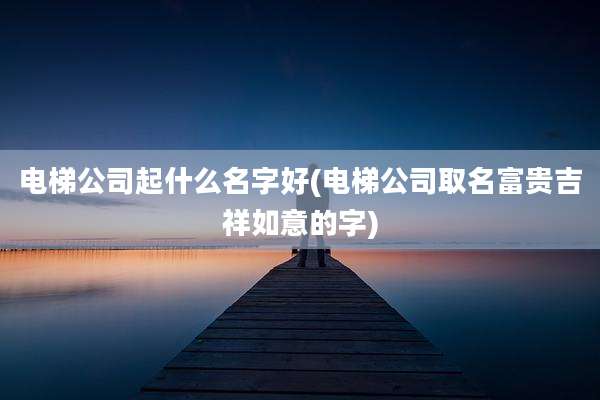 电梯公司起什么名字好(电梯公司取名富贵吉祥如意的字)