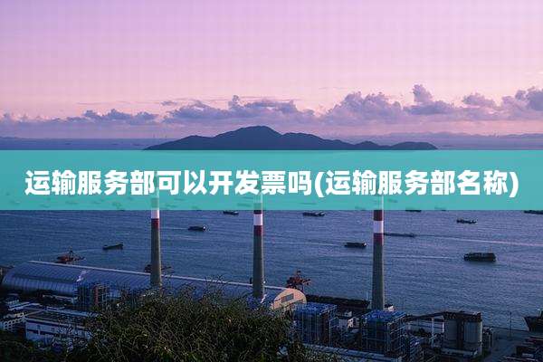 运输服务部可以开发票吗(运输服务部名称)