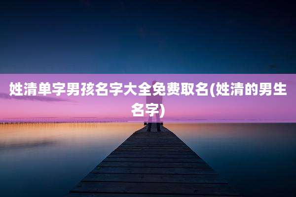 姓清单字男孩名字大全免费取名(姓清的男生名字)